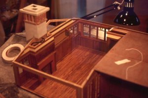 Looking down into the master bedroom