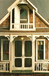 View up the upper and lower decks and doors