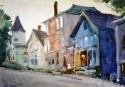 Main Street, Castine watercolor by Noel Thomas circa 1993