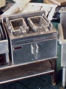 Fryer box and baskets before aging