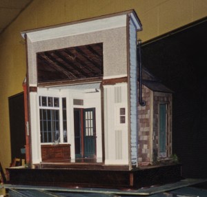 This side is framed by the interior walls of the building next door, as well as a glimpse of the gallery interior